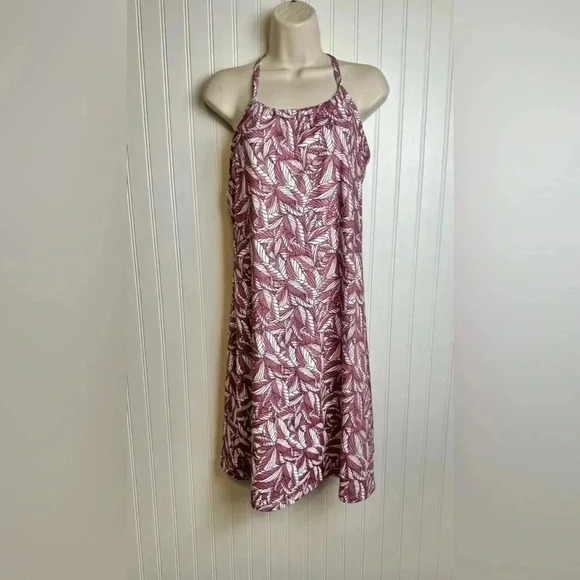 Eddie Bauer sleeveless racerback dress pink leaf shelf bra size medium D38 - Picture 1 of 9